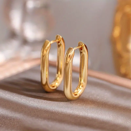 Golden Hoop Earrings – Elegant Simple Copper Jewelry for Women’s Daily Casual Style