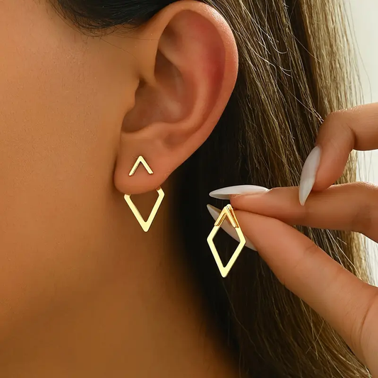 Fashion Simple Geometric Line Ear Studs – Versatile Two-Wear Earrings