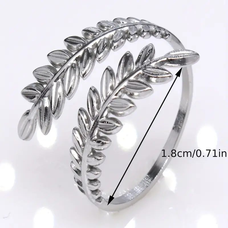 Adjustable Wheat Ear Ring – Stainless Steel Open Band Jewelry for Women